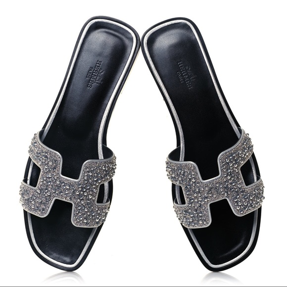 Brand new in box Sold out Hermes crystal Oran sandals in size 37 (US size 7) - Picture 1 of 6